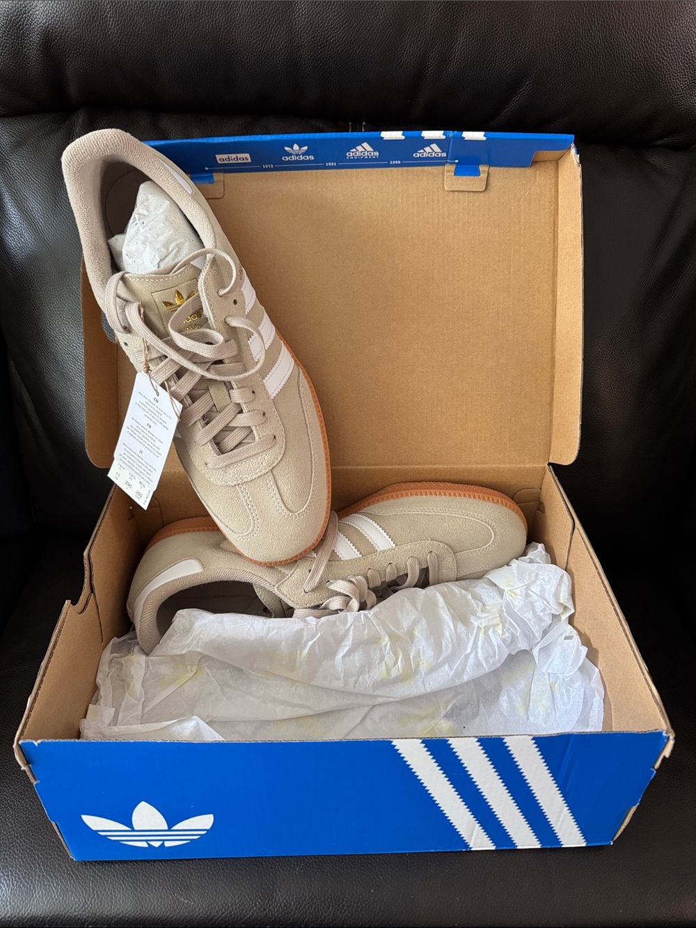 adidas Men’s Beige/Tan Suede Low-Profile Sneakers
